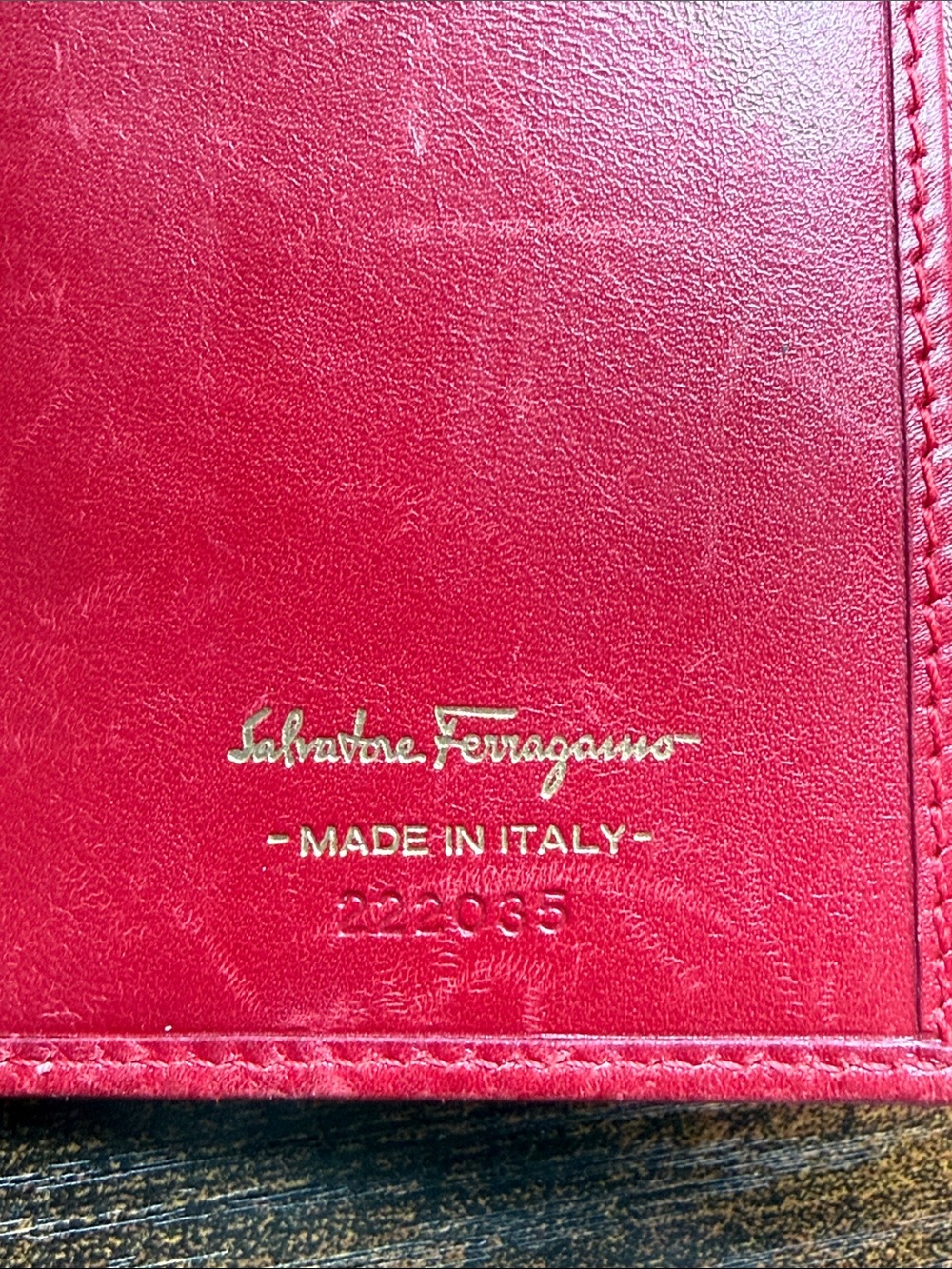Salvatore Ferragamo Burgundy Leather Continental Wallet with Gold-Tone Clasp - Picture 9 of 10